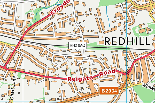 RH2 0AQ map - OS VectorMap District (Ordnance Survey)