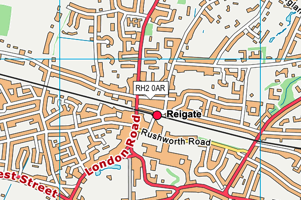 RH2 0AR map - OS VectorMap District (Ordnance Survey)