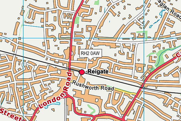 RH2 0AW map - OS VectorMap District (Ordnance Survey)