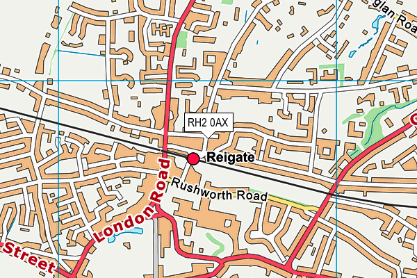RH2 0AX map - OS VectorMap District (Ordnance Survey)