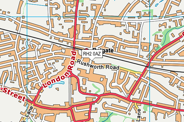 RH2 0AZ map - OS VectorMap District (Ordnance Survey)