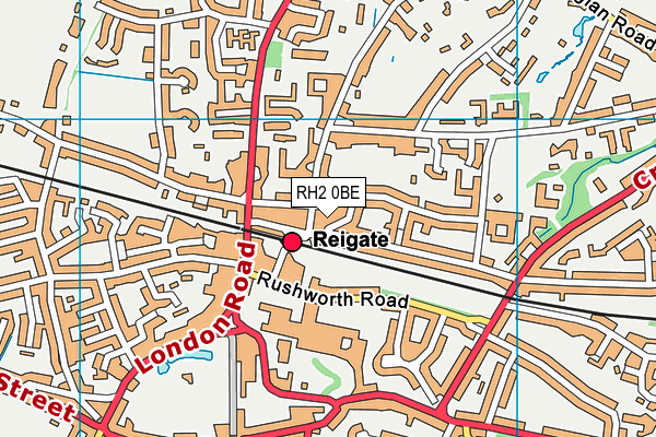 RH2 0BE map - OS VectorMap District (Ordnance Survey)