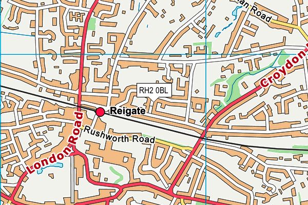 RH2 0BL map - OS VectorMap District (Ordnance Survey)