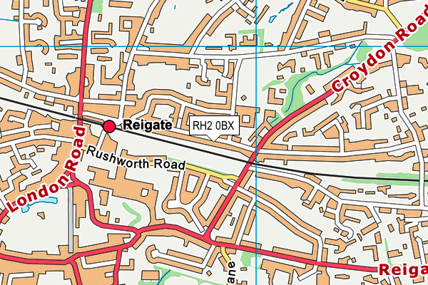 RH2 0BX map - OS VectorMap District (Ordnance Survey)