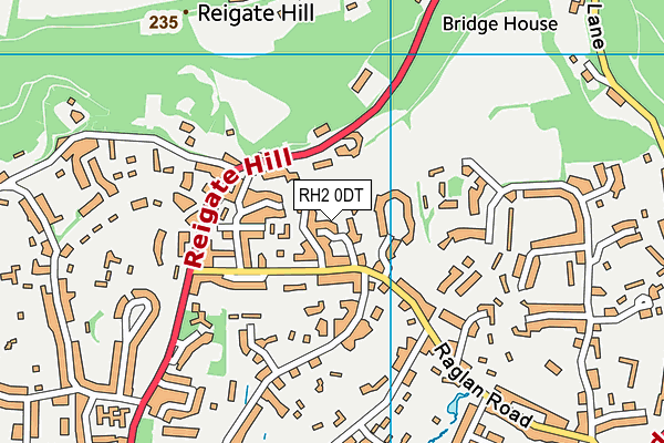 RH2 0DT map - OS VectorMap District (Ordnance Survey)