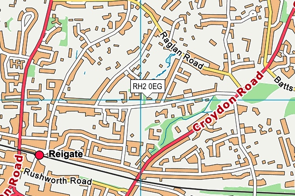 RH2 0EG map - OS VectorMap District (Ordnance Survey)