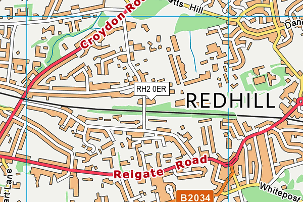 RH2 0ER map - OS VectorMap District (Ordnance Survey)