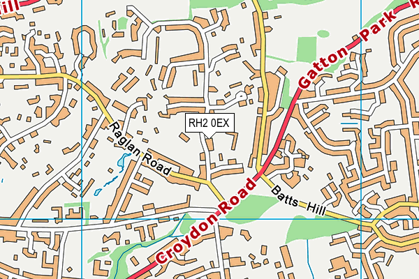 RH2 0EX map - OS VectorMap District (Ordnance Survey)