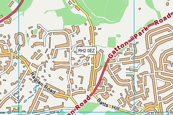 RH2 0EZ map - OS VectorMap District (Ordnance Survey)