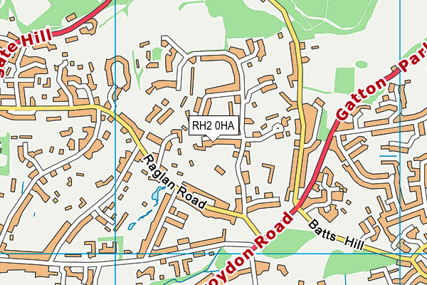 RH2 0HA map - OS VectorMap District (Ordnance Survey)