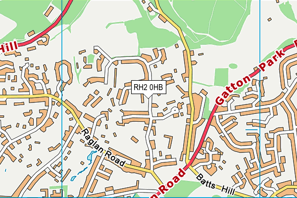 RH2 0HB map - OS VectorMap District (Ordnance Survey)