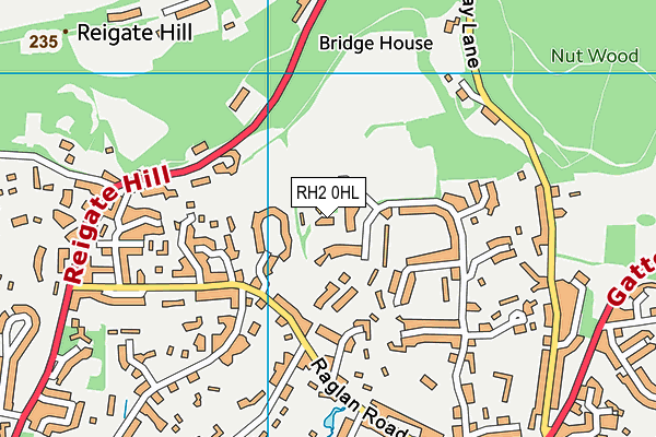 RH2 0HL map - OS VectorMap District (Ordnance Survey)