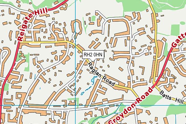 RH2 0HN map - OS VectorMap District (Ordnance Survey)