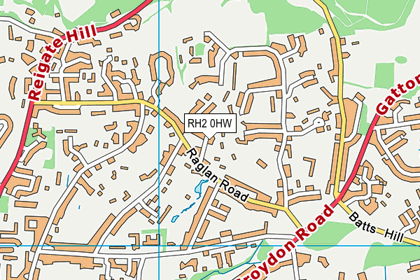 RH2 0HW map - OS VectorMap District (Ordnance Survey)