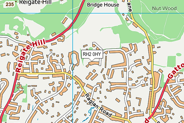 RH2 0HY map - OS VectorMap District (Ordnance Survey)