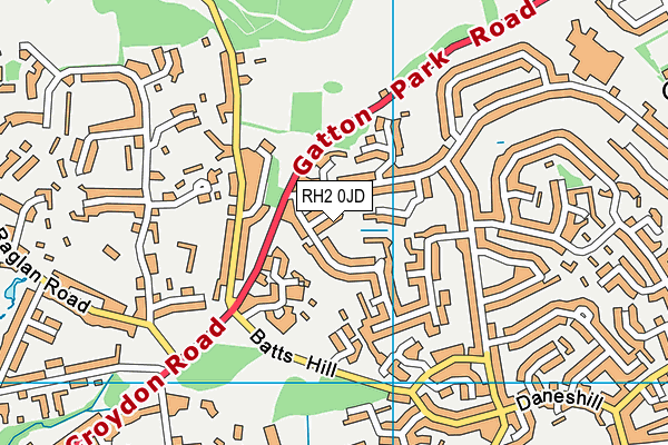 RH2 0JD map - OS VectorMap District (Ordnance Survey)