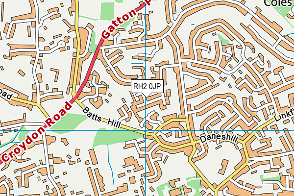 RH2 0JP map - OS VectorMap District (Ordnance Survey)