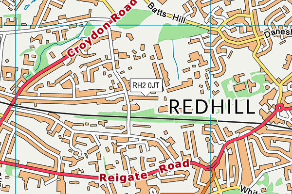 RH2 0JT map - OS VectorMap District (Ordnance Survey)