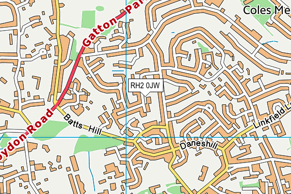 RH2 0JW map - OS VectorMap District (Ordnance Survey)