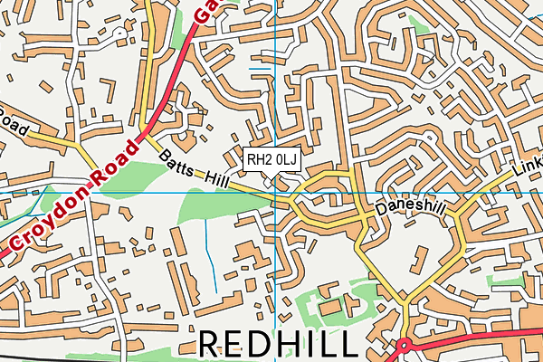 RH2 0LJ map - OS VectorMap District (Ordnance Survey)