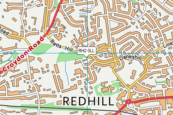 RH2 0LL map - OS VectorMap District (Ordnance Survey)