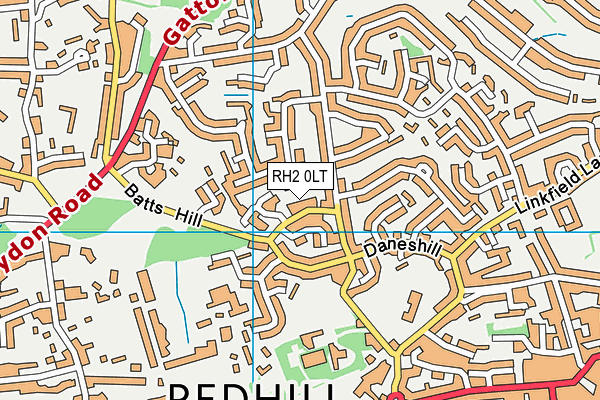 RH2 0LT map - OS VectorMap District (Ordnance Survey)