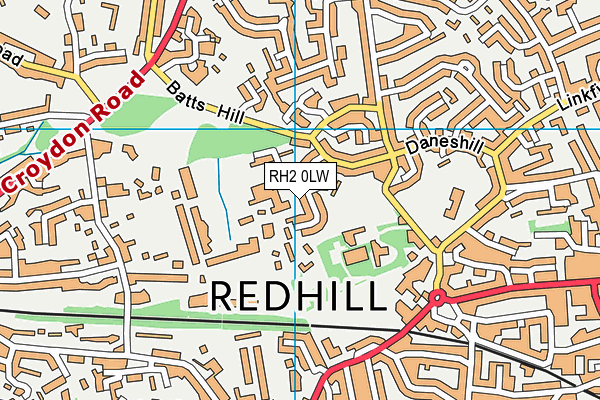 RH2 0LW map - OS VectorMap District (Ordnance Survey)