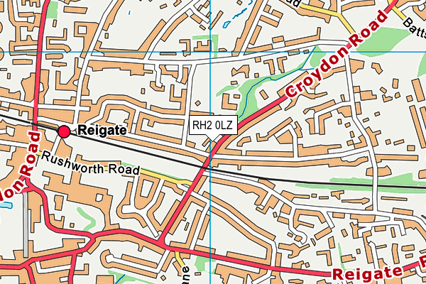 RH2 0LZ map - OS VectorMap District (Ordnance Survey)