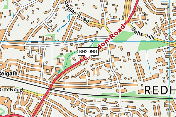 RH2 0NG map - OS VectorMap District (Ordnance Survey)