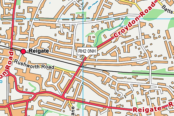 RH2 0NH map - OS VectorMap District (Ordnance Survey)