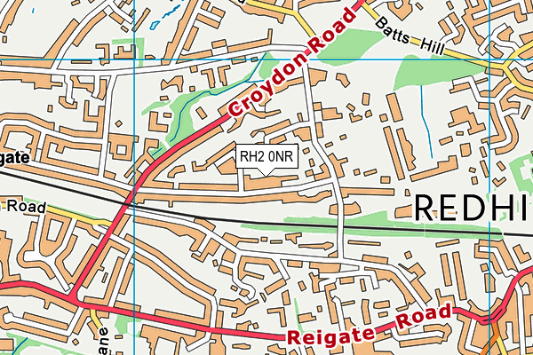 RH2 0NR map - OS VectorMap District (Ordnance Survey)