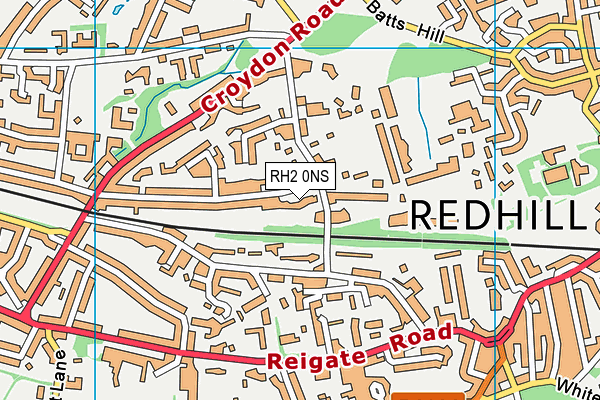 RH2 0NS map - OS VectorMap District (Ordnance Survey)