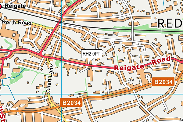 RH2 0PT map - OS VectorMap District (Ordnance Survey)