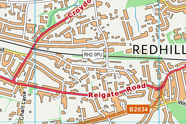 RH2 0PU map - OS VectorMap District (Ordnance Survey)