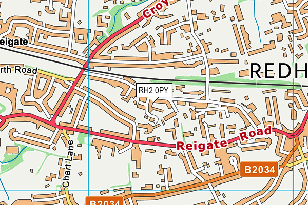 RH2 0PY map - OS VectorMap District (Ordnance Survey)