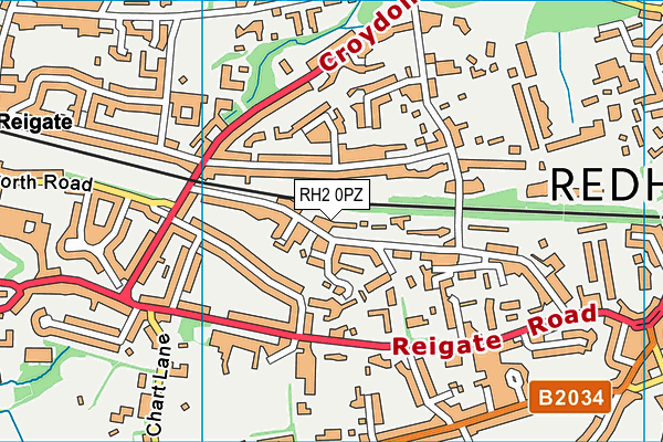 RH2 0PZ map - OS VectorMap District (Ordnance Survey)