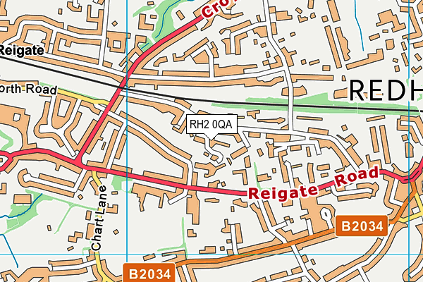 RH2 0QA map - OS VectorMap District (Ordnance Survey)