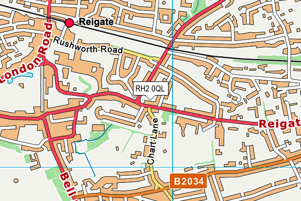 RH2 0QL map - OS VectorMap District (Ordnance Survey)