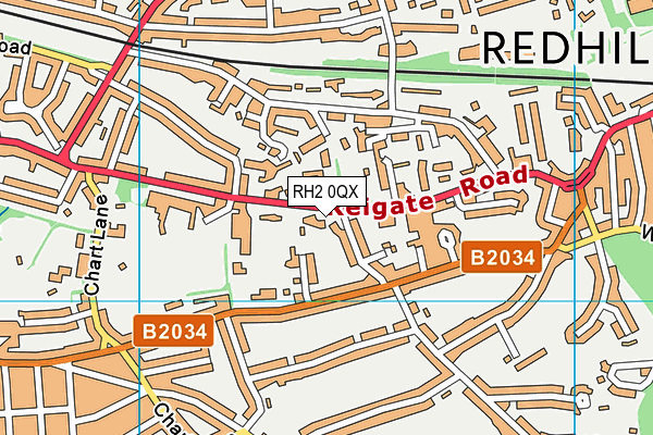 RH2 0QX map - OS VectorMap District (Ordnance Survey)