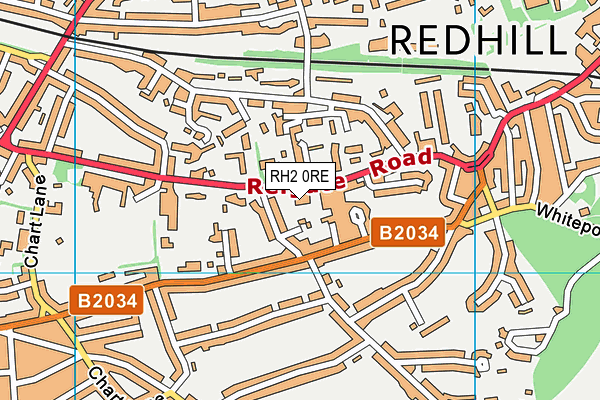 RH2 0RE map - OS VectorMap District (Ordnance Survey)