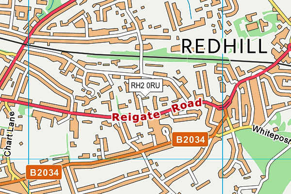 RH2 0RU map - OS VectorMap District (Ordnance Survey)