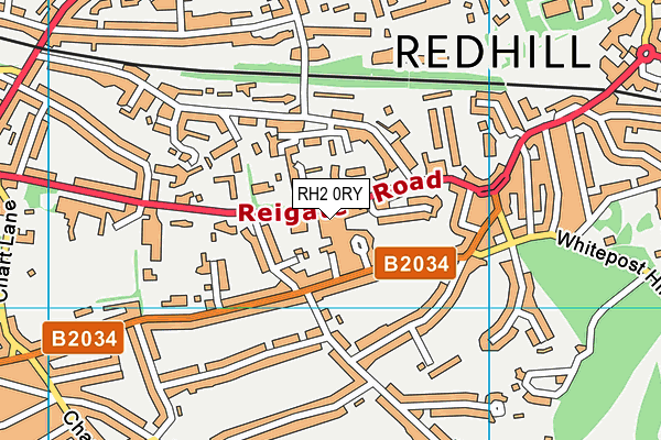 RH2 0RY map - OS VectorMap District (Ordnance Survey)