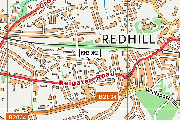 RH2 0RZ map - OS VectorMap District (Ordnance Survey)