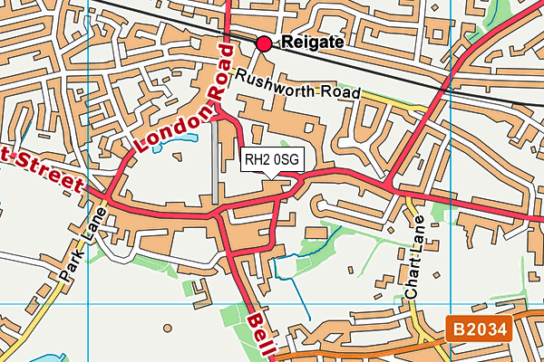 RH2 0SG map - OS VectorMap District (Ordnance Survey)