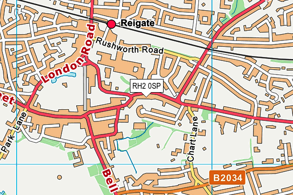 RH2 0SP map - OS VectorMap District (Ordnance Survey)