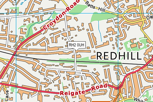RH2 0UH map - OS VectorMap District (Ordnance Survey)