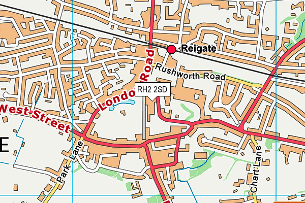 RH2 2SD map - OS VectorMap District (Ordnance Survey)