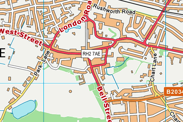 RH2 7AE map - OS VectorMap District (Ordnance Survey)