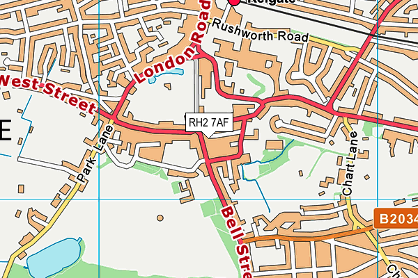 RH2 7AF map - OS VectorMap District (Ordnance Survey)