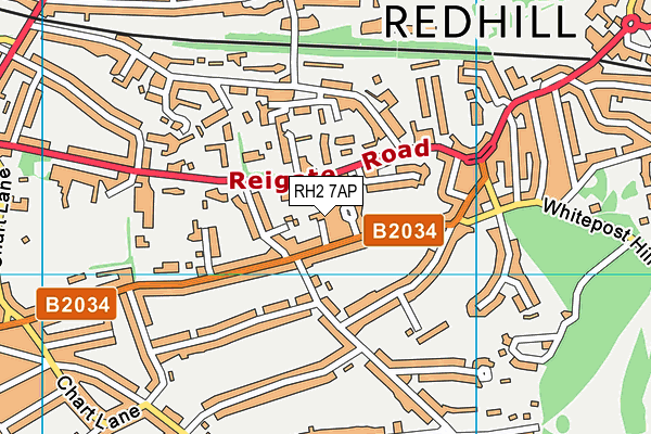 RH2 7AP map - OS VectorMap District (Ordnance Survey)